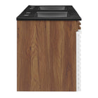 Modway - Render Fixation murale de 48" Vanette de salle de bain - Noyer blanc Noir-Bassins d’évier en céramique
