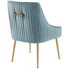 Modway - Discern Dos plissé Velours Performance Rembourré Chaise à manger Ensemble de 2 - Bleu clair-Acier inoxydable en or brossé