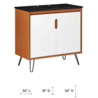Modway - Energize 36" Vanette de salle de bain - Noir blanc cerise-Lavabo en céramique avec trous centraux de 8"