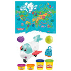 Play-Doh - F8804 Coffret Starter Mon avion des découvertes -Tapis d'activité inspiré d'une carte du monde: On peut s'amuser à créer des formes sur le thème du voyage avec les différents moules et les formes correspondantes du tapis (psst... le tapis facilite aussi le nettoyage !) 