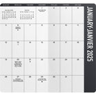DateWorks - Planificateur de poche mensuel Classique Noir 2025-2026 - 3,5 po x 6,5 po - Bilingue-Matériau de couverture durable DOUX AU TOUCHER avec coins arrondis