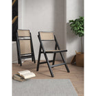 Manhattan Comfort - Lot de 2 chaises pliantes de salle à manger Pullman 46 cm style industriel chic, noir et cannage naturel-Cannage fin naturel fabriqué à partir de véritable rotin en bois