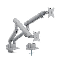 Uplite – Support réglable pour deux moniteur de 17 à 35 po à mouvement complet - argent-Convient à la plupart des écrans de 17 po à 35 po de taille et de 18 lb de poids avec des trous de montage de 75x75mm ou 100x100mm à l'arrière