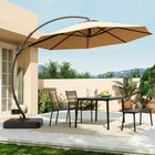 Lausaint - Parasol déporté de 3,35 m avec base - Beige-Avis concernant les parasols de terrasse extérieurs - Soyez prudent lors de l'utilisation du parasol de terrasse extérieur - veuillez remplir la base du parasol de jardin avec au moins 220 livres de sable pour améliorer sa stabilité.