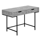 Monarch Specialties - 7559 Bureau 48 po L - Fausse Pierre Grise/Metal Noir-Bureau d'ordinateur au fini faux pierre gris avec 2 tiroirs de rangement avec larges poignées découpées et glissières de tiroir en métal