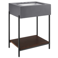 Modway - Etch 24" Meuble de salle de bain avec lavabo - Noir Blanc-Comptoir en béton de 24"