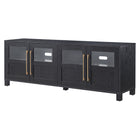 Hudson&Canal - Meuble TV Holbrook pour téléviseurs jusqu'à 75" - Grain noir-Le dessus a une capacité de poids de 75 lb, les étagères inférieures peuvent supporter 25 lb chacune