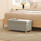 HOMCOM - Pouf repose-pieds pliable rembourré en velours - blanc crème-Grand espace de rangement intérieur pour couvertures, livres et plus encore 