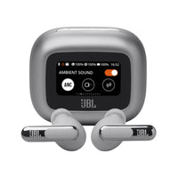 JBL - Live Beam 3 Écouteurs intra sur tige sans fil avec réduction de bruit - Argent-Les haut-parleurs dynamiques de 10 mm des JBL Live Beam 3 profitent du Son Signature JBL. Chaque haut-parleur est parfaitement réglé pour fournir des basses profondes, des médiums équilibrés et des aigus raffinés, le tout à n’importe quel niveau de volume. Le Son Spatialisé JBL vous donne l’impression d’être à un concert, car le son peut venir de pratiquement n’importe où autour de vous