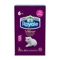 Royale - Mouchoirs Velour à 3 épaisseurs - 82 mouchoirs/boîte - Paquet de 6-Vous pouvez compter sur le nouveau mouchoir Velour doux Royale à 3 épaisseurs pour apporter une couche supplémentaire de confort (et de résistance) à chaque situation. Avec trois couches de protection ultime, c’est le choix parfait pour toute la famille
