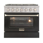 Kucht - 36 po Série KNG Cuisinière Pro Style au gaz propane - Acier inoxydable/Noir-Cuisez et pâtissez comme un pro grâce au four à convection extra-grand offrant une capacité de 4,2 pi³, une configuration à cinq grilles et une vaste fenêtre d’observation