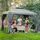 Outsunny - Pavillon de patio extérieur 10 pi l x 10 pi L - abri avec auvent - gris foncé-Idéal pour la cour, le jardin ou tout autre espace extérieur, parfait pour les activités en plein air