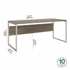 Bush Business Furniture - Table d'ordinateur hybride 72 po L x 30 po P, hickory moderne (HYD373MH)-La conception ouverte des pieds en métal et le panneau de confidentialité fini permettent au bureau moderne d'avoir une belle apparence dans n'importe quelle direction