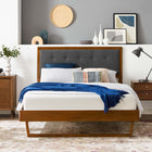 Modway - Willow Bois Lit à plateforme queen avec cadre angulaire, Charbon de bois en noyer-Rubberwood Legs