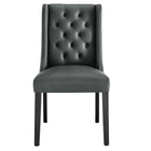 Modway - Baronet Bouton touffé Cuir végane Chaise à manger - Gris-Assemblée requise