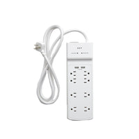 NXT Technologies - Limiteur de tension à 8 prises et 2 ports USB NX54317-CA NX54317, 6 pi, 2100 joules, blanc-8 prises de courant standard et 2 ports USB-A (3,4 A)