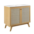 Modway - Soma 36" Vanette de salle de bain - Oak White-MDF et panneau de particules
