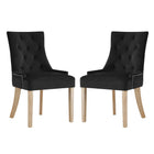 Modway - Pose Performance Velvet Chaise à manger Ensemble de 2 - Noir-Chaise d’accent moderne