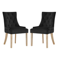 Modway - Pose Performance Velvet Chaise à manger Ensemble de 2 - Noir-Chaise d’accent moderne