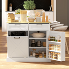 HOMCOM - buffet de ferme 10 gallons avec poubelle basculante, armoire latérale avec porte-épices et tiroirs - blanc-Large plateau idéal pour de nombreuses activités de préparation culinaire 