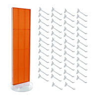 Azar - Présentoir de sol à panneau perforé pivotant Studio Base - 60 po x 16 po - Orange-Comprend un porte-enseigne en T qui peut être fixé au sommet du présentoir à panneau perforé