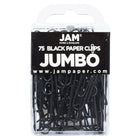 JAM Paper - Trombones géants colourés - grands trombones noirs de 5 cm - paquet de 75-Couleur : Noir