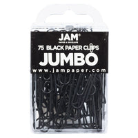 JAM Paper - Trombones géants colourés - grands trombones noirs de 5 cm - paquet de 75-Couleur : Noir