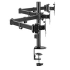 AnthroDesk - Support triple moniteur robuste pour moniteurs jusqu'à 27"-FLEXIBILITÉ : offre des bras réglables qui offrent une inclinaison de 45°, un pivotement de 90° et une rotation de 180°. Cela permet des options de visualisation ergonomiques complètes pour un positionnement parfait de l’écran afin d’éviter les douleurs au cou, aux épaules et au dos