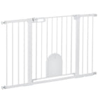 PawHut - Barrière pour animaux extra large 30"-52" avec petite porte - 30"L - Blanc-Cette barrière de sécurité pour escaliers permet à la porte de s’ouvrir dans les deux sens