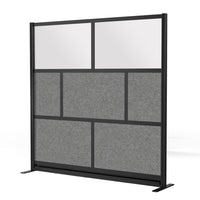 Luxor - Mur modulaire 70 x 70 - Cadre noir segmenté, fenêtre givrée, PET gris frais-Crée une intimité semi-permanente dans les espaces partagés