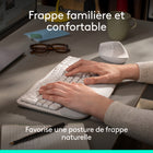 Logitech - Wave Keys clavier ergonomique sans fil, repose-poignets rembourré - Blanc-Plus de soutien des paumes, moins de pression: un repose-poignets rembourré avec mousse à mémoire de forme vous soutient tout au long de la journée et soulage vos poignets