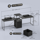 HOMCOM - Bureau de gaming extra long 96 po avec ports USB et tiroirs - noir-Tour centrale avec tiroirs et étagères, offrant de nombreuses solutions de rangement partagé