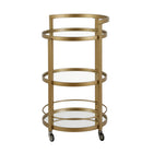 Hudson&Canal - Chariot de bar rond Hause 21"W - Laiton-Le dessus a une capacité de poids de 25 lb, l'étagère peut supporter 20 lb