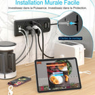 Huntkey - Parasurtenseur multiprise avec 12 prises et 3 ports USB (2 USB-A et 1 USB-C à charge rapide 20 W), cordon de 6 pi avec fiche plate - noir, paquet de 2-6