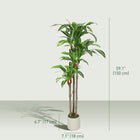 HOMCOM - Arbre dracaena artificiel 5 pi pour décoration intérieure - vert-La base en ciment lestée offre une stabilité supérieure, évitant les basculements accidentels 