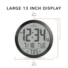 Marathon Watch - Horloge murale numérique ronde de 15 pouces - Noir-Boîtier En Aluminium Solide: Conception robuste avec une finition haut de gamme.
