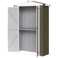 Outsunny - Remise de rangement extérieure 4 pi x 1,3 pi, avec étagère, gris clair-Présente un design mince de 49,6 po l x 16,1 po P pour maximiser le rangement dans les espaces étroits
