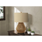 Monarch Specialties - Luminaire - 22 po H Lampe De Table - Cordage Brun - Abat-Jour Beige - Transitionnel-Un interrupteur rotatif à trois positions permet de passer d'une lumière faible à une lumière moyenne, puis à une lumière vive pour plus d'ambiance, avec une puissance maximale de 100W/120V (ampoule non incluse)