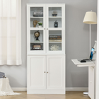 HOMCOM - Bibliothèque armoire de rangement 71 po avec portes et étagères - blanc-Panneau MDF de qualité pour garantir une utilisation quotidienne fiable 