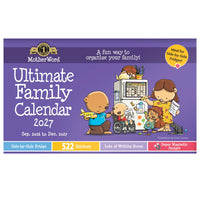 MotherWord - Calendrier familial magnétique pour réfrigérateur 2026-2027 - 9 1/2 po H x 15 po l - anglais-16 mois : septembre 2026 - décembre 2027