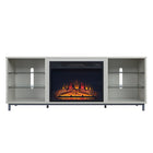 Manhattan Comfort - Ensemble de 2 cheminées modernes Brighton 60 po - Noir et beige-Cheminée électrique moderne pour utilisation dans le salon intérieur