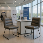 Homy Casa - Chaises rembourrées pour invités et réception - Tissu suédé gris vieilli - Ensemble de 2-Base traîneau en métal stable : Structure en acier durable offrant un soutien fiable et une bonne stabilité
