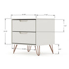 Manhattan Comfort - Table de nuit Rockefeller 20,08" style mi-siècle moderne à 2 tiroirs - blanc cassé-Comprend 2 tiroirs spacieux avec un mécanisme de glissement simple de 0,75