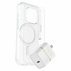 OtterBox - Kit Protection+Alimentation (Symmetry transparente avec MagSafe + chargeur mural 30W blanc) pour iPhone 16 Pro - Transparent-DROP+ testé 3x selon les normes militaires