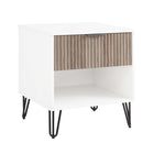 Manhattan Comfort - Table de nuit moderne DUMBO 20,07" à 1 tiroir - Blanc et gris rustique - Lot de 2-17,73 po L x 20,07 po l x 21,65 po H