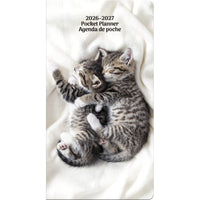 DateWorks - Planificateur de poche mensuel 2026-2027 - 3,5 po x 6,5 po - Chatons Câlins - Bilingue-Taille de 6,5 po x 3,5 po, parfaite pour la planification en déplacement