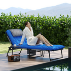Outsunny - Chaise longue pliante avec coussin - chaise de bronzage inclinable - bleu-Coussin amovible pour un confort personnalisé