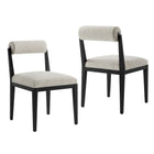 Modway - Kai Tissu Chaise à manger Ensemble de 2 - Lin-Cadre et pieds en bois de frêne