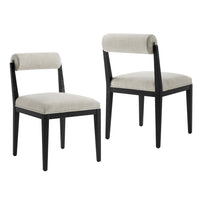 Modway - Kai Tissu Chaise à manger Ensemble de 2 - Lin-Cadre et pieds en bois de frêne