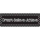 Ashley Productions - The Original Fun Mat - Mat Runner - 15 -5" x 47" - Rêve Crois - Réalise - Noir avec des Points Blancs.-Mesures et design : Le tapis de course Dream Believe, Achieve, noir avec des points blancs, mesure 15,5 po x 47 po.